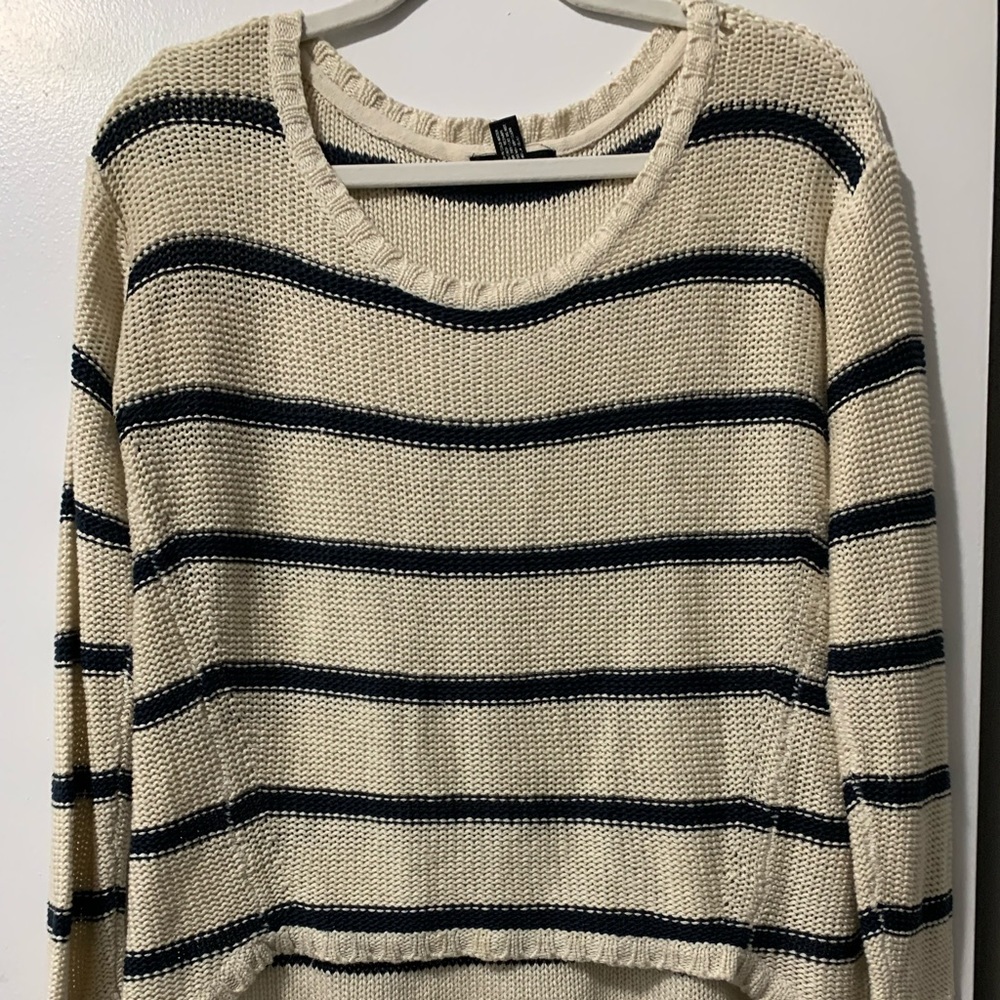 Aqua blue and white stripped sweater
